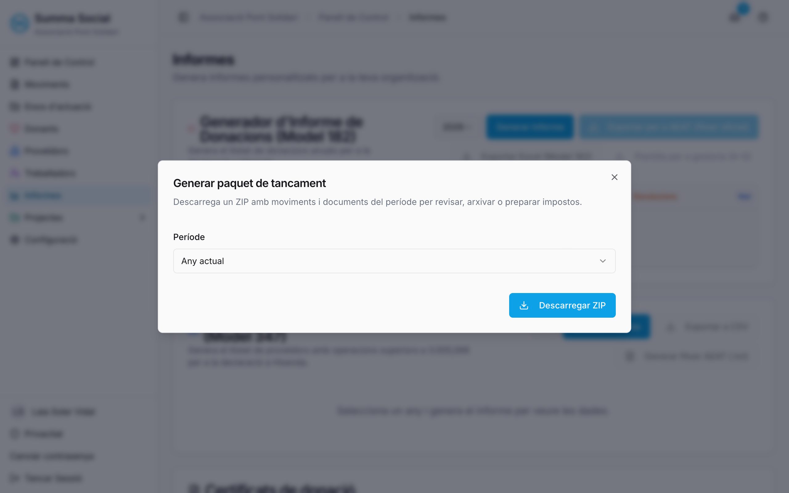 Generació del paquet de tancament