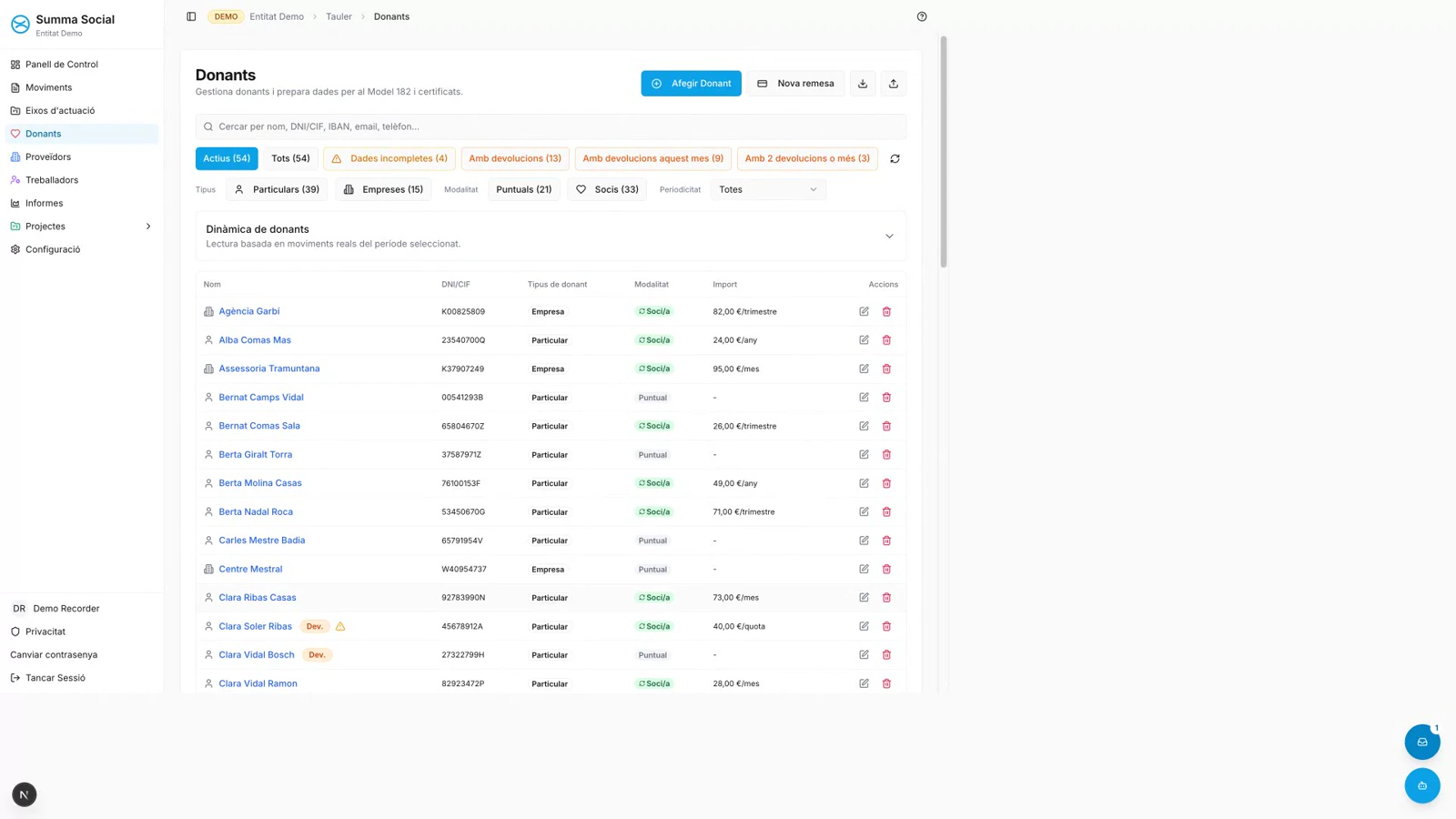 Vídeo demo del control de donacions a Summa Social