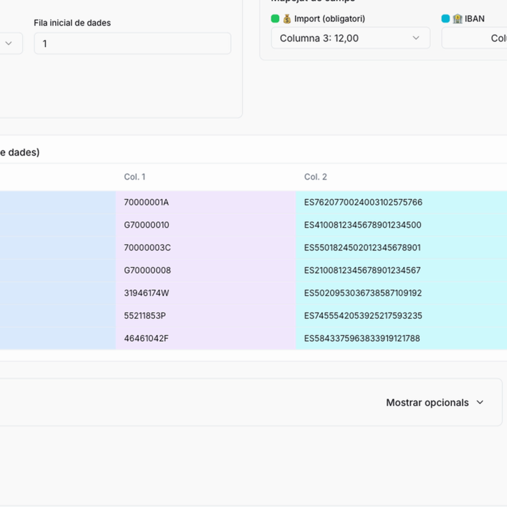 Pantalla de asignación de contactos a movimientos bancarios en Summa Social
