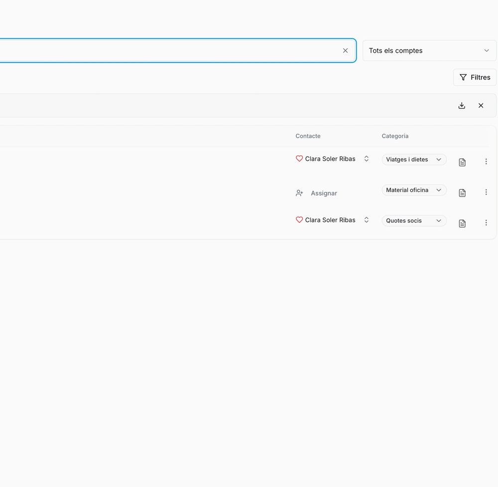 Pantalla de clasificación automática de movimientos bancarios en Summa Social