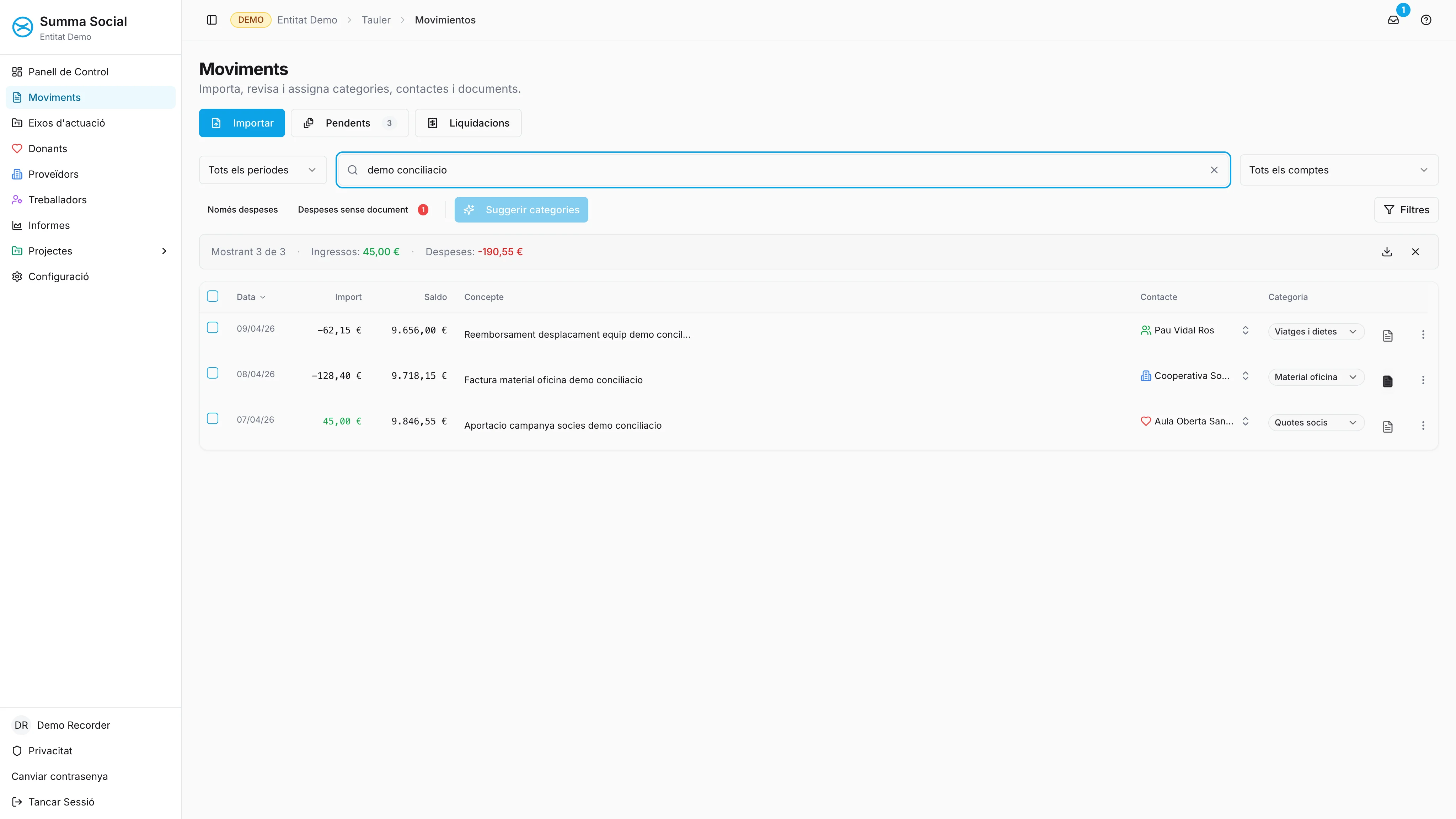 Vídeo demostrativo de la conciliación bancaria en Summa Social